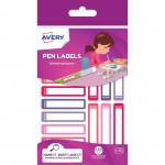 Avery Stationery Pen Labels 50mm x 10mm Pink And Purple (Pack 30) - RESMI30F.UK 15763AV