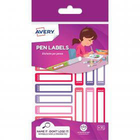 Avery Stationery Pen Labels 50mm x 10mm Pink And Purple (Pack 30) - RESMI30F.UK 15763AV