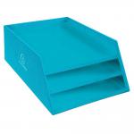 Teksto Letter Tray Cardboard 3 Level Turquoise 13457D 15810EX