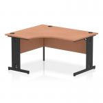 Impulse Left Crescent Office Desk W1400 x D1200 x H730mm Cable Managed Leg Beech Finish Black Frame - I004543 16015DY