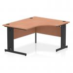 Impulse Right Crescent Office Desk W1400 x D1200 x H730mm Cable Managed Leg Beech Finish Black Frame - I004544 16022DY