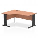 Impulse Left Crescent Office Desk W1600 x D1200 x H730mm Cable Managed Leg Beech Finish Black Frame - I004545 16029DY