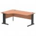 Impulse Left Crescent Office Desk W1800 x D1200 x H730mm Cable Managed Leg Beech Finish Black Frame - I004547 16043DY