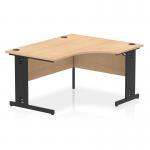 Impulse Right Crescent Office Desk W1400 x D1200 x H730mm Cable Managed Leg Maple Finish Black Frame - I004551 16071DY