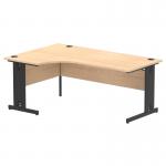 Impulse Left Crescent Office Desk W1800 x D1200 x H730mm Cable Managed Leg Maple Finish Black Frame - I004554 16092DY