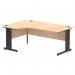 Impulse Left Crescent Office Desk W1800 x D1200 x H730mm Cable Managed Leg Maple Finish Black Frame - I004554 16092DY