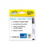 Magic Whiteboard Sticky Notes and Pen 100x100mm 50 Sheets White 16108MW