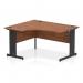 Impulse Left Crescent Office Desk W1400 x D1200 x H730mm Cable Managed Leg Walnut Finish Black Frame - I004557 16113DY