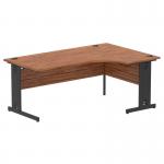 Impulse Right Crescent Office Desk W1800 x D1200 x H730mm Cable Managed Leg Walnut Finish Black Frame - I004562 16148DY