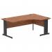 Impulse Right Crescent Office Desk W1800 x D1200 x H730mm Cable Managed Leg Walnut Finish Black Frame - I004562 16148DY