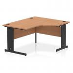 Impulse Right Crescent Office Desk W1400 x D1200 x H730mm Cable Managed Leg Oak Finish Black Frame - I004565 16169DY