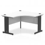 Impulse Corner Office Desk W1200 x D1200 x H730mm Cable Managed Leg White Finish Black Frame - I004570 16204DY