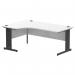 Impulse Left Crescent Office Desk W1800 x D1200 x H730mm Cable Managed Leg White Finish Black Frame - I004575 16239DY