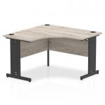 Impulse Corner Office Desk W1200 x D1200 x H730mm Cable Managed Leg Grey Oak Finish Black Frame - I004577 16253DY