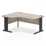 Impulse Left Crescent Office Desk W1600 x D1200 x H730mm Cable Managed Leg Grey Oak Finish Black Frame - I004580 16274DY