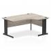 Impulse Right Crescent Office Desk W1600 x D1200 x H730mm Cable Managed Leg Grey Oak Finish Black Frame - I004581 16281DY