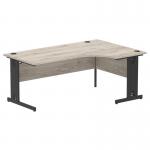 Impulse Right Crescent Office Desk W1800 x D1200 x H730mm Cable Managed Leg Grey Oak Finish Black Frame - I004583 16295DY