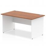 Impulse Straight Office Desk W1400 x D800 x H730mm Panel End Leg Walnut Finish White Frame - TT000007 16379DY