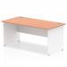 Impulse Straight Office Desk W1600 x D800 x H730mm Panel End Leg Beech Finish White Frame - TT000015 16407DY