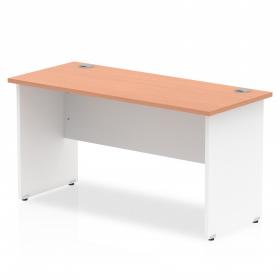 Impulse Straight Office Desk W1400 x D600 x H730mm Panel End Leg Beech Finish White Frame - TT000093 16512DY