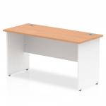 Impulse Straight Office Desk W1400 x D600 x H730mm Panel End Leg Oak Finish White Frame - TT000095 16519DY