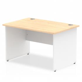 Impulse Straight Office Desk W1200 x D800 x H730mm Panel End Leg Maple Finish White Frame - TT000109 16568DY