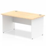 Impulse Straight Office Desk W1400 x D800 x H730mm Panel End Leg Maple Finish White Frame - TT000110 16575DY