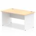 Impulse Straight Office Desk W1400 x D800 x H730mm Panel End Leg Maple Finish White Frame - TT000110 16575DY