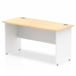 Impulse Straight Office Desk W1400 x D600 x H730mm Panel End Leg Maple Finish White Frame - TT000124 16617DY