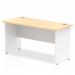 Impulse Straight Office Desk W1400 x D600 x H730mm Panel End Leg Maple Finish White Frame - TT000124 16617DY