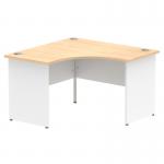 Impulse Corner Office Desk W1200 x D1200 x H730mm Panel End Leg Maple Finish White Frame - TT000128 16645DY