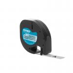 Dymo LetraTag Clear Plastic Tape 12mmx4m Black on Clear S0721530 16671NR