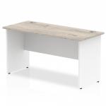 Impulse Straight Office Desk W1400 x D600 x H730mm Panel End Leg Grey Oak Finish White Frame - TT000150 16687DY