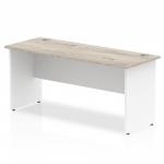 Impulse Straight Office Desk W1600 x D600 x H730mm Panel End Leg Grey Oak Finish White Frame - TT000151 16694DY