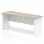 Impulse Straight Office Desk W1800 x D600 x H730mm Panel End Leg Grey Oak Finish White Frame - TT000152 16701DY