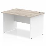 Impulse Straight Office Desk W1200 x D800 x H730mm Panel End Leg Grey Oak Finish White Frame - TT000153 16708DY