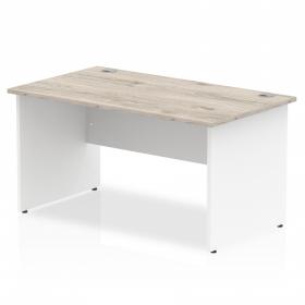 Impulse Straight Office Desk W1400 x D800 x H730mm Panel End Leg Grey Oak Finish White Frame - TT000154 16715DY