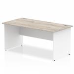 Impulse Straight Office Desk W1600 x D800 x H730mm Panel End Leg Grey Oak Finish White Frame - TT000155 16722DY