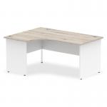 Impulse Left Crescent Office Desk W1600 x D1200 x H730mm Cable Managed Leg Grey Oak Finish White Frame - TT000161 16736DY