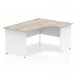 Impulse Right Crescent Office Desk W1600 x D1200 x H730mm Cable Managed Leg Grey Oak Finish White Frame - TT000162 16743DY