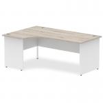 Impulse Left Crescent Office Desk W1800 x D1200 x H730mm Cable Managed Leg Grey Oak Finish White Frame - TT000163 16750DY