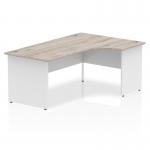 Impulse Right Crescent Office Desk W1800 x D1200 x H730mm Cable Managed Leg Grey Oak Finish White Frame - TT000164 16757DY