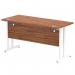 Impulse 1400 x 600mm Straight Desk Walnut Top White Cantilever Leg MI001916 16822DY