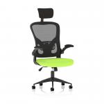 Ace Executive Mesh Back Office Chair With Folding Arms Bespoke Fabric Seat Myrrh Green - KCUP2003 16918DY