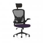 Ace Executive Mesh Back Office Chair With Folding Arms Bespoke Fabric Seat Tansy Purple - KCUP2007 16946DY