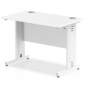 Impulse 1000 x 600mm Straight Desk White Top Silver Cable Managed Leg MI002275 17025DY