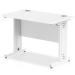 Impulse 1000 x 600mm Straight Desk White Top Silver Cable Managed Leg MI002275 17025DY
