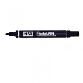 Pentel N50 Permanent Marker Bullet Tip 2.2mm Line Black (Pack 12) - N50-A 17028PE