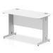 Impulse 1200 x 600mm Straight Desk White Top Silver Cable Managed Leg MI002276 17032DY
