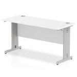 Impulse 1400 x 600mm Straight Desk White Top Silver Cable Managed Leg MI002277 17039DY